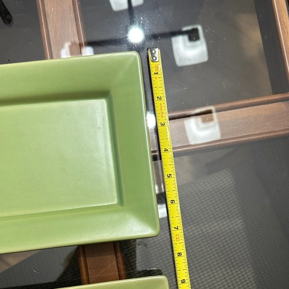 Pier 1 Green Rectangular Candle Holders